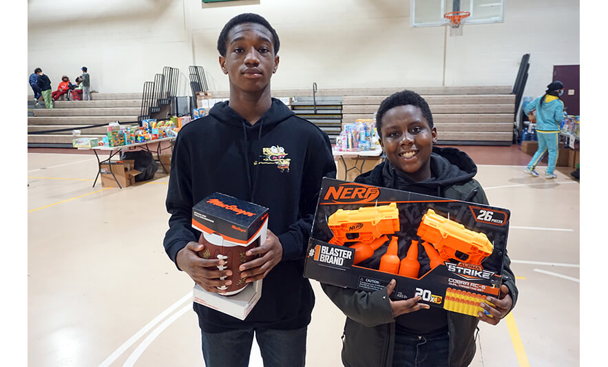 Breakfast with Santa 12-17-2022 Boys with football and Nerf toy for web