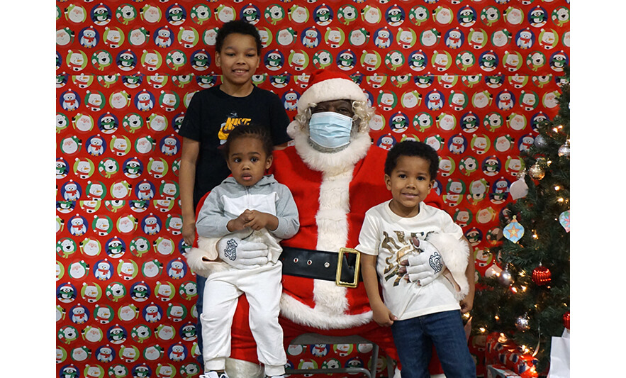 Breakfast with Santa 12-17-2022 Three kids with Santa for web