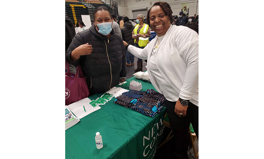 Essex County Homeless Connect Day 1-25-2023 Yonette Fredericks with masked woman for web