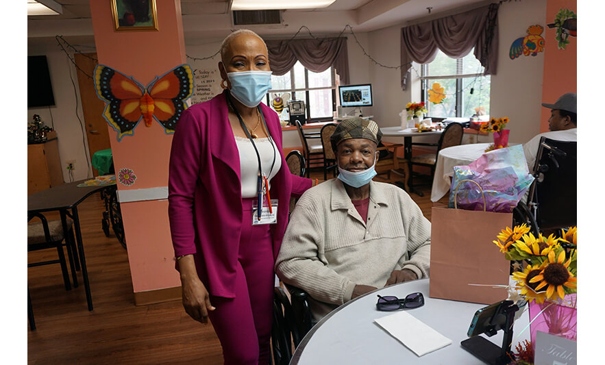 Extended Care Adopt-a-Resident Day 5-15-2025 Veronica Onwunaka with smiling man for web
