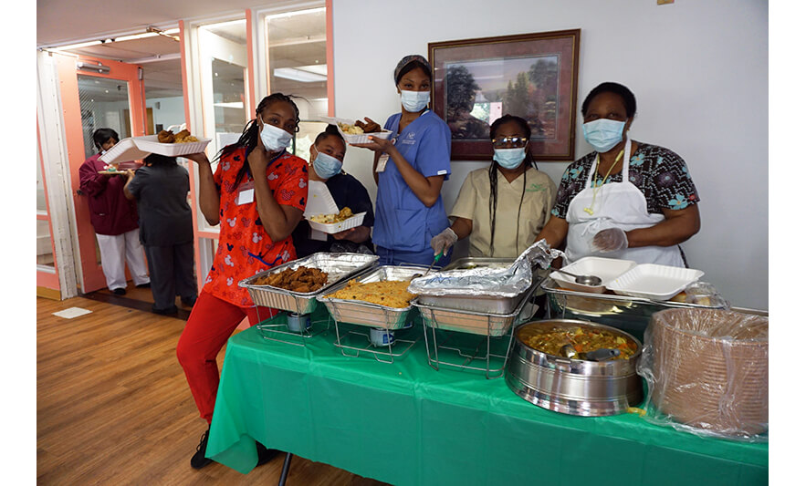 Extended Care Adopt-A-Resident Day 5-17-2023 Third floor staff with food for web