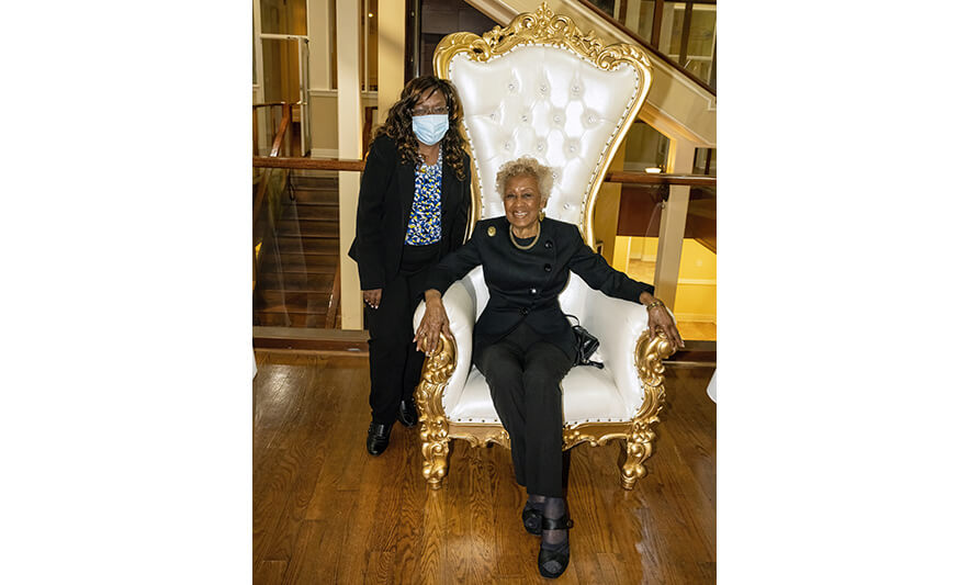 Madge Wilson 89th Birthday 4-12-2022 Elizabeth Mbakaya and Madge Wilson for web