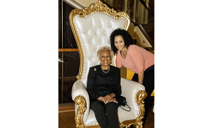 Madge Wilson 89th Birthday 4-12-2022 Madge Wilson and Leslie Andujar for web