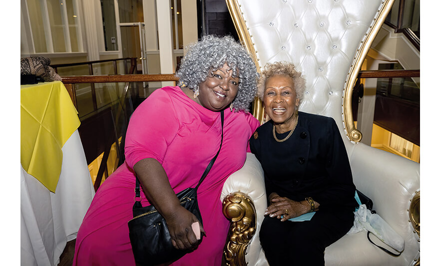 Madge Wilson 89th Birthday 4-12-2022 Woman in pink with Madge Wilson for web